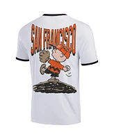 Ripple Junction Men's White Peanuts San Francisco Baseball Ringer T-Shirt