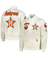 Pro Standard Men's Cream Houston Astros Cooperstown Collection Pinstripe Retro Classic Satin Full-Snap Jacket