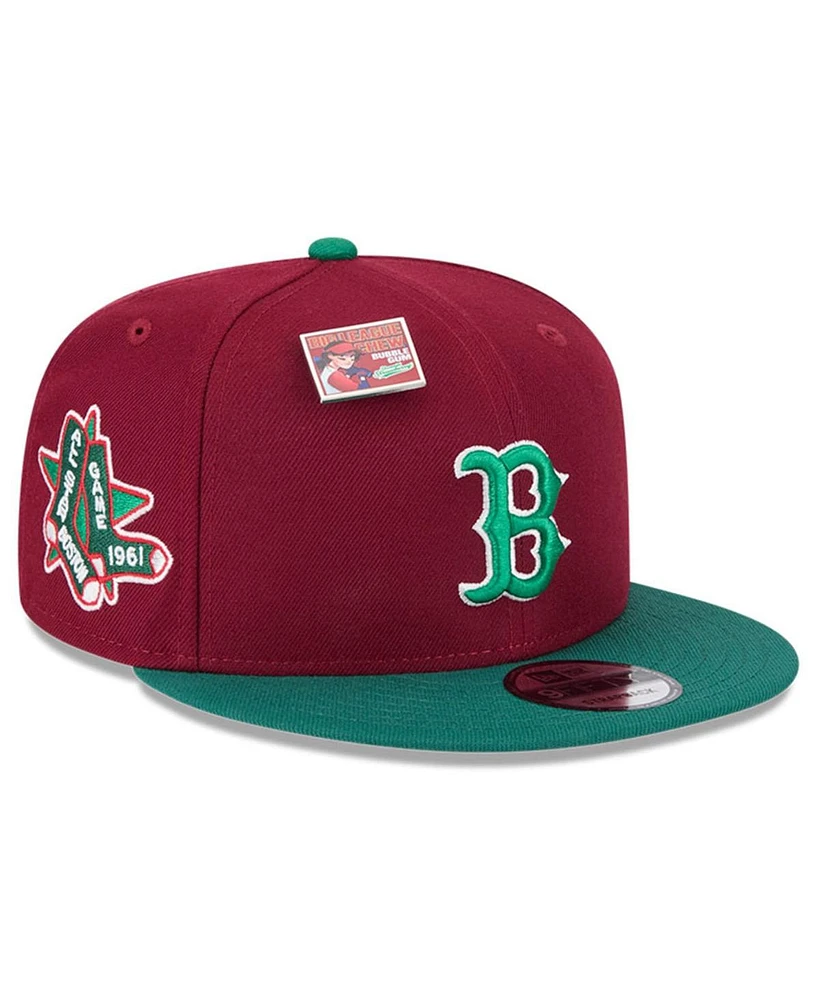 New Era Men's Cardinal/Green Boston Red Sox Strawberry Big League Chew Flavor Pack 9FIFTY Snapback Hat