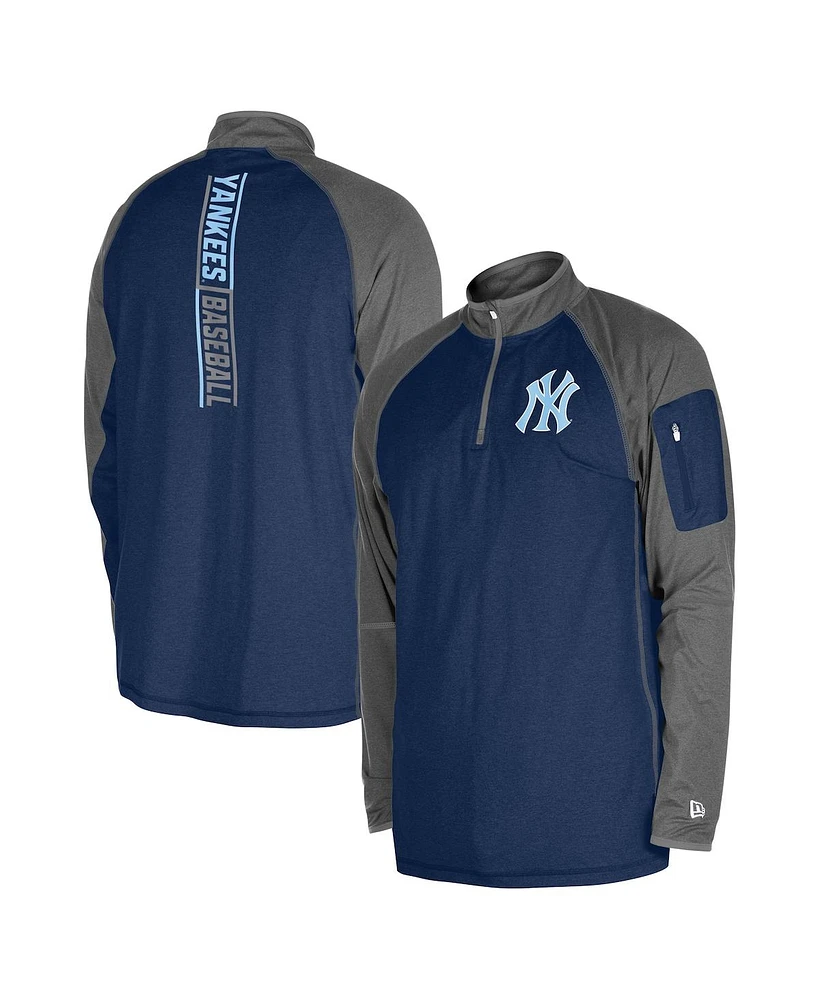 New Era Men's Navy York Yankees Father's Day Raglan Quarter-Zip Top