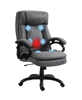 Homcom Massage Office Chair with Heat, Microfibre, Wheels, Gray