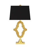 Possini Euro Design Judith Mid Century Modern Glam Luxury Table Lamp 28.75" Tall Gold Black Fabric Rectangle Shade Decor for Living Room Bedroom House