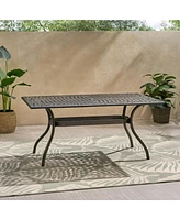Elegant Cast Aluminum Outdoor Dining Table with Lattice and Curved Legs