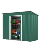 Streamdale Furniture Xl Galvanized Steel Outdoor Storage Shed with Sloped Roof and Vents