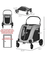 Streamdale Furniture Spacious and Foldable Pet Stroller for Medium Dogs up to 77 lbs with 360° Rotating Wheels