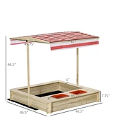 Simplie Fun Toddler Sandbox with Adjustable Canopy Sun Protection, Drainage, Sturdy Frame