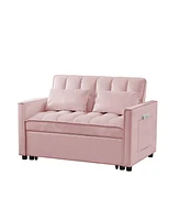 Streamdale Furniture Pink Velvet Loveseat Sofa Bed