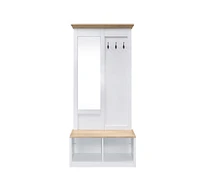 Streamdale Furniture Melati Hall Tree, Light Oak & White Finish