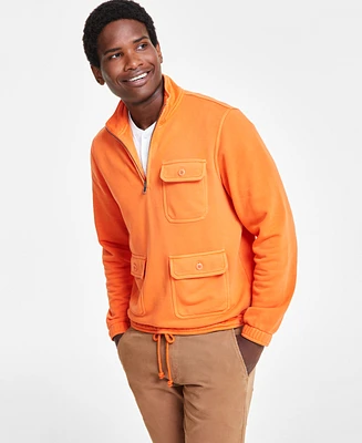 Sun + Stone Men's French Terry Quarter-Zip Three-Pocket Sweatshirt, Created for Macy's