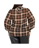 City Chic Women's Plaid Level Top