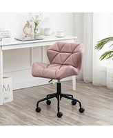 Diamond Tufted Adjustable Swivel Office Chair, Mauve