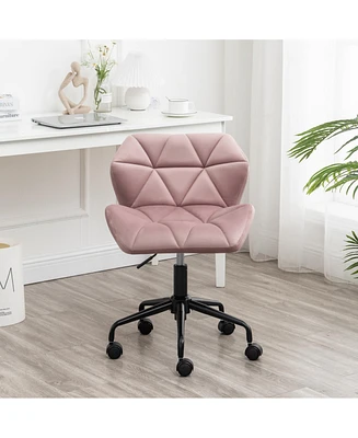 Streamdale Furniture Diamond Tufted Adjustable Swivel Office Chair, Mauve