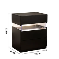 Streamdale Furniture Dreamy Led Nightstand Illuminate Your Nights & Decor Your Room