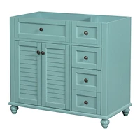 Modern Bathroom Vanity with Solid Wood Frame, Ample Storage, and Unique Grille Design