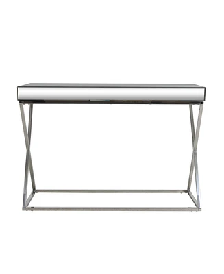 Simplie Fun Modern Glam Console Table with Mirror Finished Tabletop and Silver Accents