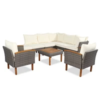 9-Piece Patio Furniture Set with Pe Wicker and Acacia Wood