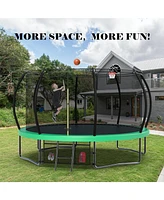 Streamdale Furniture 12-Foot Green Trampoline with Safety Net and Basketball Accessories