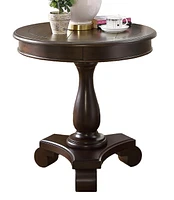 Round Wood Pedestal Side Table, Espresso