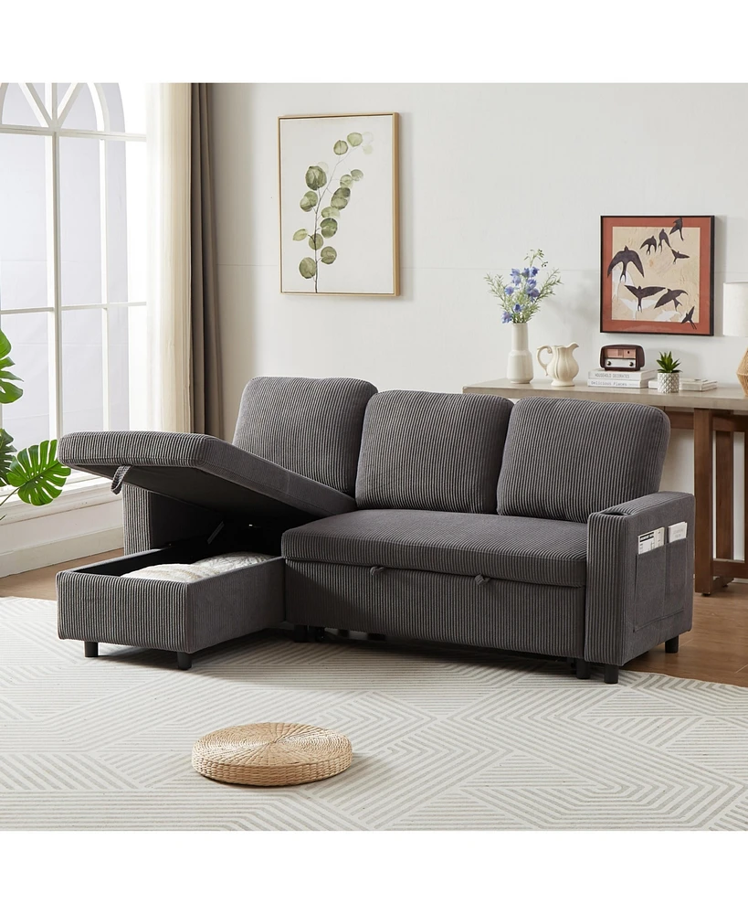 Streamdale Furniture Versatile & Cozy Convertible Sectional Sofa Bed with Storage