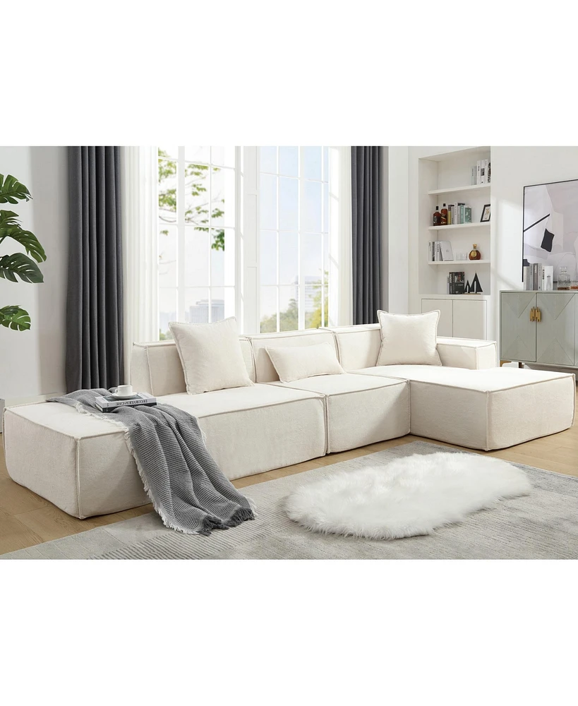 Simplie Fun Modern Sectional Sofa with 2 Pillows and 1 Waist Pillow