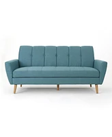 Simplie Fun Mid-Century Buttoned Sofa with Rubberwood Legs for Style and Comfort