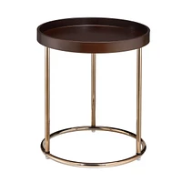 Round Tray Table with Metal Frame, Espresso