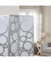 4-Panel Wood Room Divider with Circle Pattern