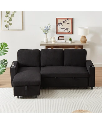 Simplie Fun Versatile & Cozy Convertible Sectional Sofa Bed with Storage