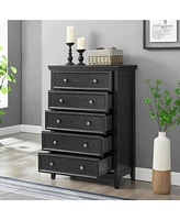 Streamdale Furniture Modern 5-Drawer Storage Dresser with Anti-Tip Safety