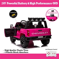 Simplie Fun Official Licensed 24V Chevrolet Silverado Ride-On Truck with 4WD