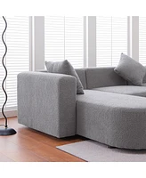Modern L shape boucle Sofa with curved seat (facing left)