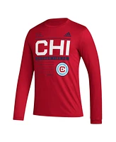 Adidas Men's Red Chicago Fire 2023 Club Dna Long Sleeve Aeroready T-Shirt