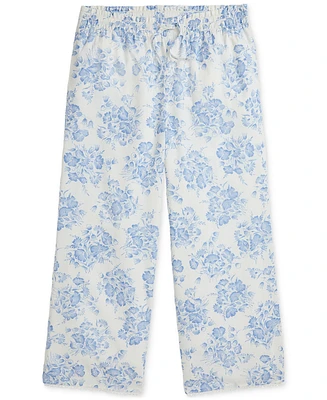 Floral Slub Cotton Pull-On Pant