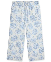 Floral Slub Cotton Pull-On Pant