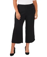 Vince Camuto Plus Solid Zipper-Pocket Culotte Pants