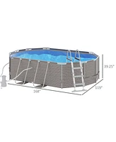 Outsunny Above Ground Swimming Pool, Non-Inflatable Frame Pool,