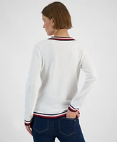 Tommy Hilfiger Women's Contrast-Trim V-Neck Sweater