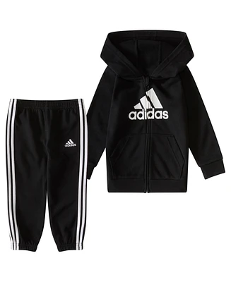 adidas Baby Boys Two-Piece Hooded Fleece Jacket Jogger Set