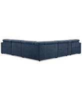 Nevio 6-Pc. Fabric Power Headrest Sectional with Console and 3 Motion Chairs