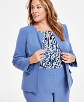 Kasper Plus Collarless Open-Front Jacket