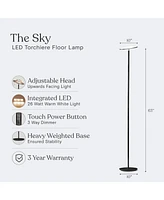 Brightech Sky 63" Super Bright Led Torchiere Modern Floor Lamp with Adjustable Head