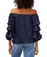 Vince Camuto Women's Off The Shoulder Bubble Sleeve Tie Front Blouse