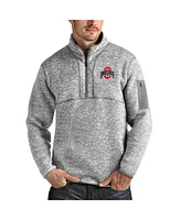 Antigua Men's Heather Gray Ohio State Buckeyes Fortune Half-Zip Pullover Jacket