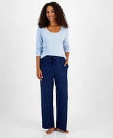 Charter Club Women's Soft Knit Printed Pajama Pants, Created for Macy's