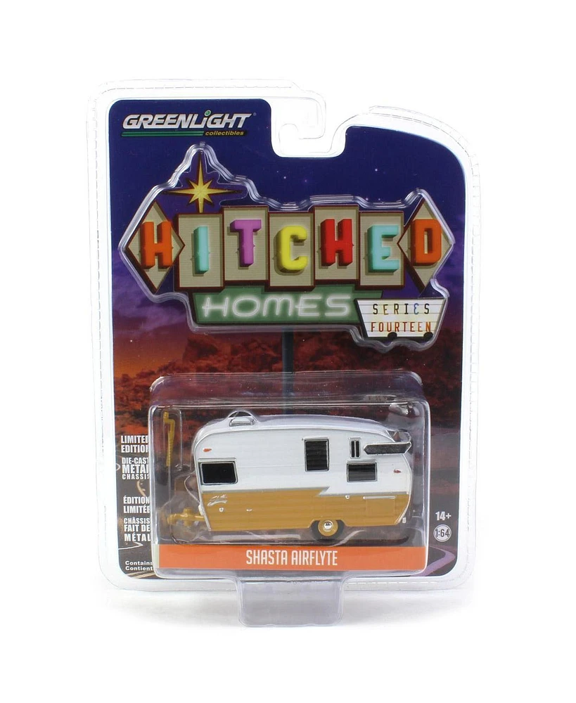 Greenlight 1/64 Shasta Airflyte, Butterscotch & White, Hitched Homes Series 14 34140-f