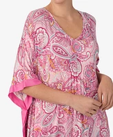 Ellen Tracy Women's Printed V-Neck Caftan Nightgown