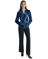 Dkny Women's Printed Blouson-Sleeve Button-Front Shirt