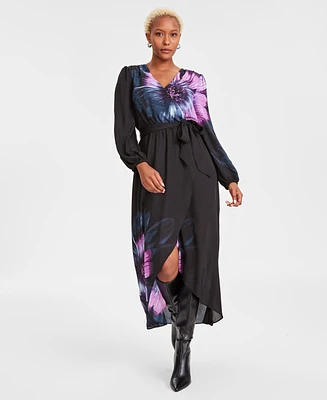 I.n.c. International Concepts Women's Printed Surplice-Neck Tie-Waist Dress, Xs-3X, Created for Macy's