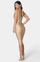 bebe Women's Foiled Bandage Metallic Dress