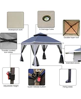 Simplie Fun 11ft x 11ft Outdoor Gazebo with Mesh Walls, Rust-Resistant Frame, Water-Resistant Polyester Roof